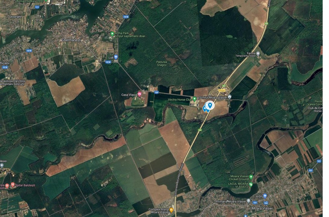 Teren intravilan 6700 mp (2200 mp si 4500 mp) cu deschidere la autostrada A3!