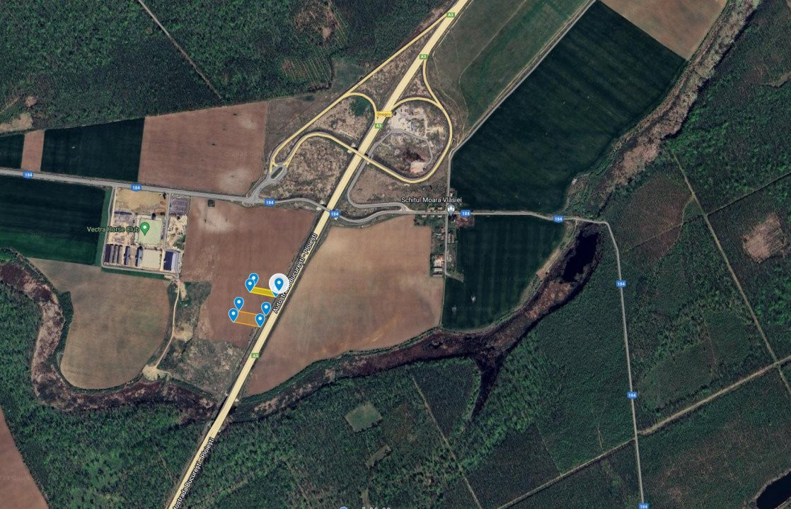 Teren intravilan 6700 mp (2200 mp si 4500 mp) cu deschidere la autostrada A3!