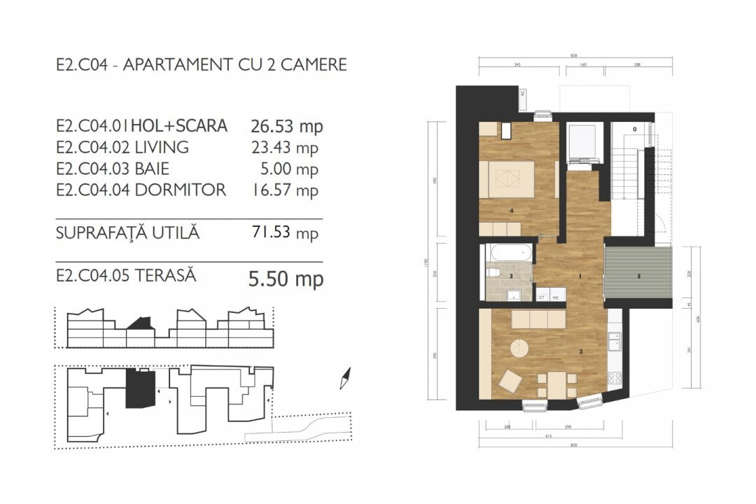 Apartament cu 2 camere,  cu lift & terasă * C04 Coquette Style ( M99 Residence )