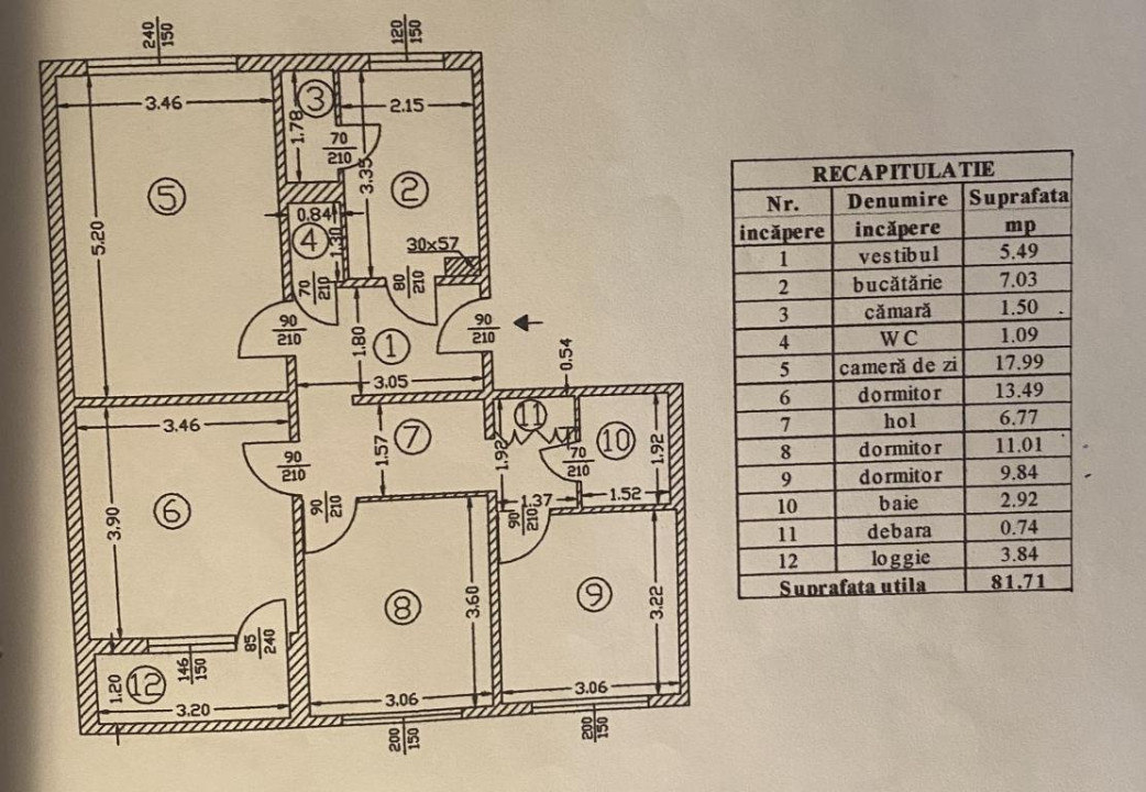 Vanzare apartament 4 cam etaj 3/4 strada Brasov 