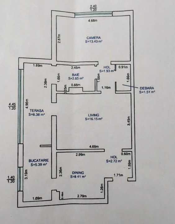  Apartament 2 camere renovat pt locuit sau afacere – Cedonia Sibiu