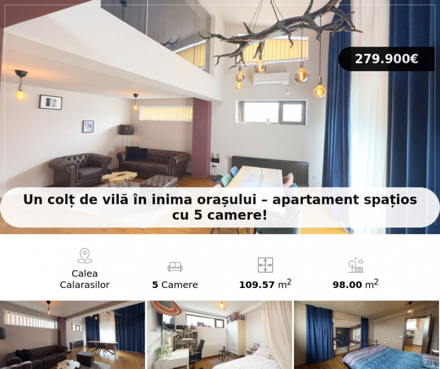 Un colț de vilă în inima orașului – apartament spațios cu 5 camere!