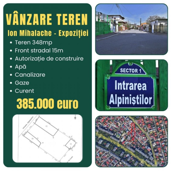 Teren cu Aut. Constr. 2025, zona Ion Mihalache - Intrarea Alpinistilor, nr 6-8, ideal constructie casa