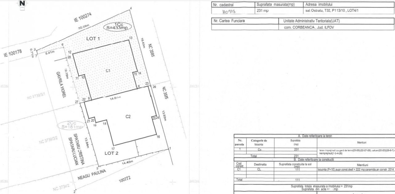 CORBEANCA-OSTRATU, DUPLEX 97 MP