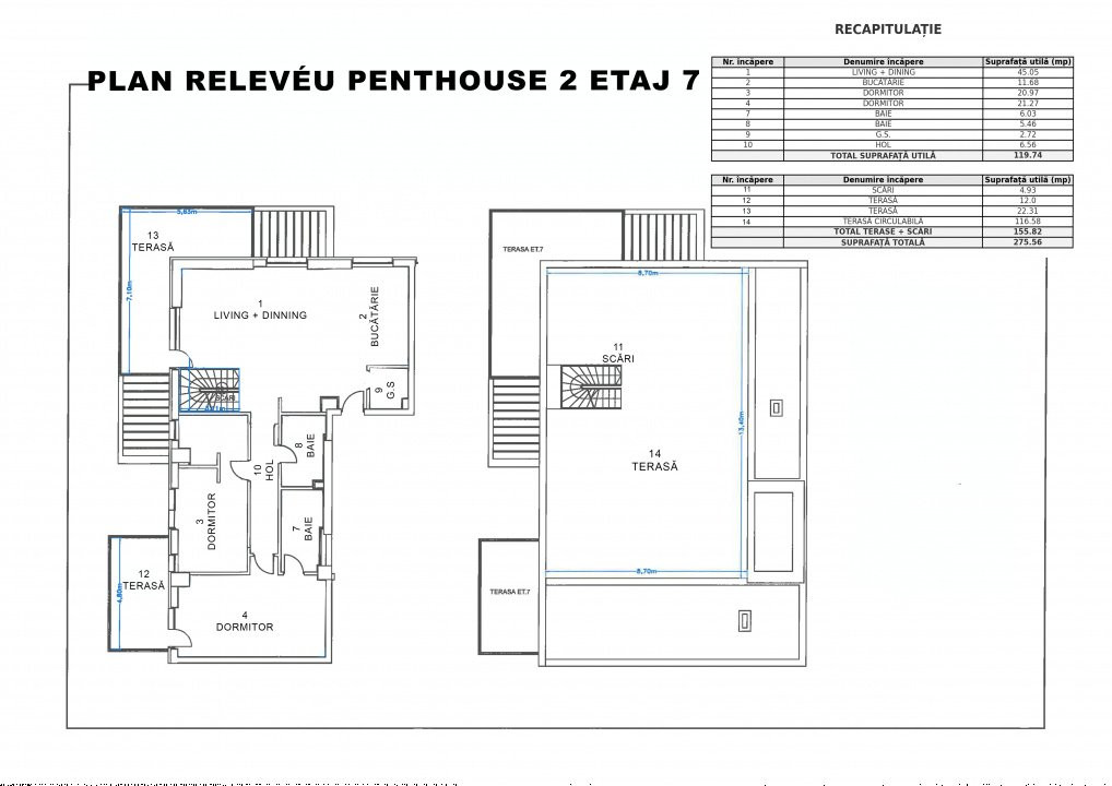 Penthouse 3 camere de vânzare Pipera | 275 mp total, rooftop privat 116 mp 