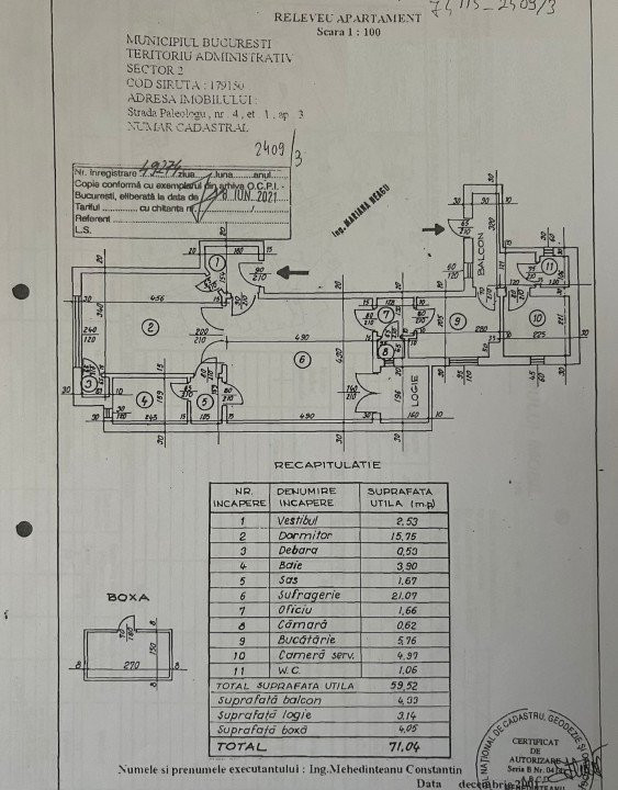 Apartament cu 2 camere str. Paleologu - Armeneasca