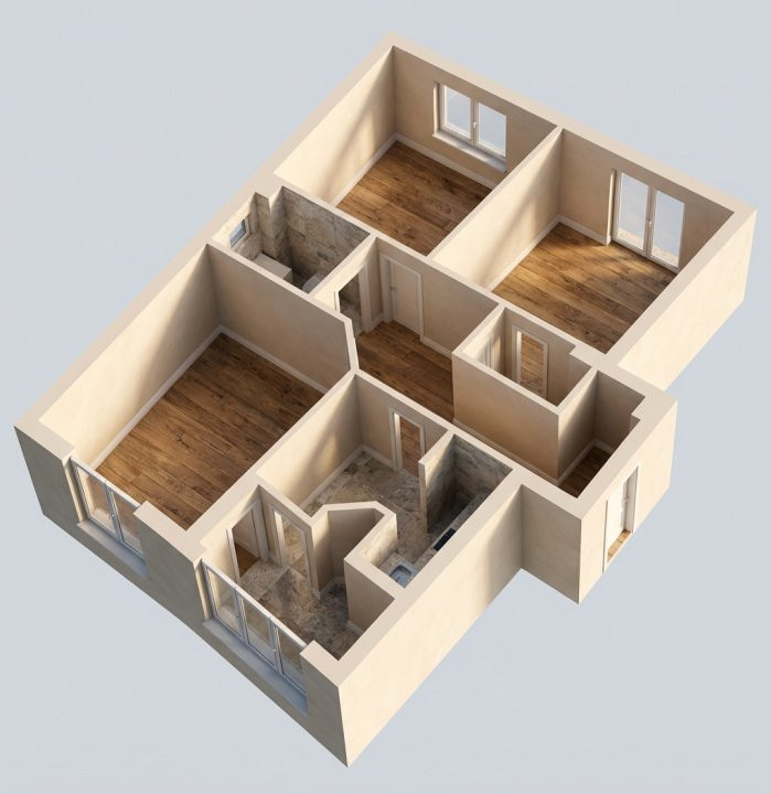 Stefanestii de Jos, 3 camere 70 mp,2 bai,centrala proprie,etaj 1/2