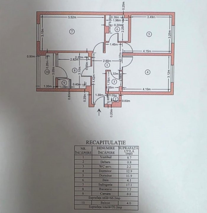 Stefanestii de Jos, 3 camere 70 mp,2 bai,centrala proprie,etaj 1/2