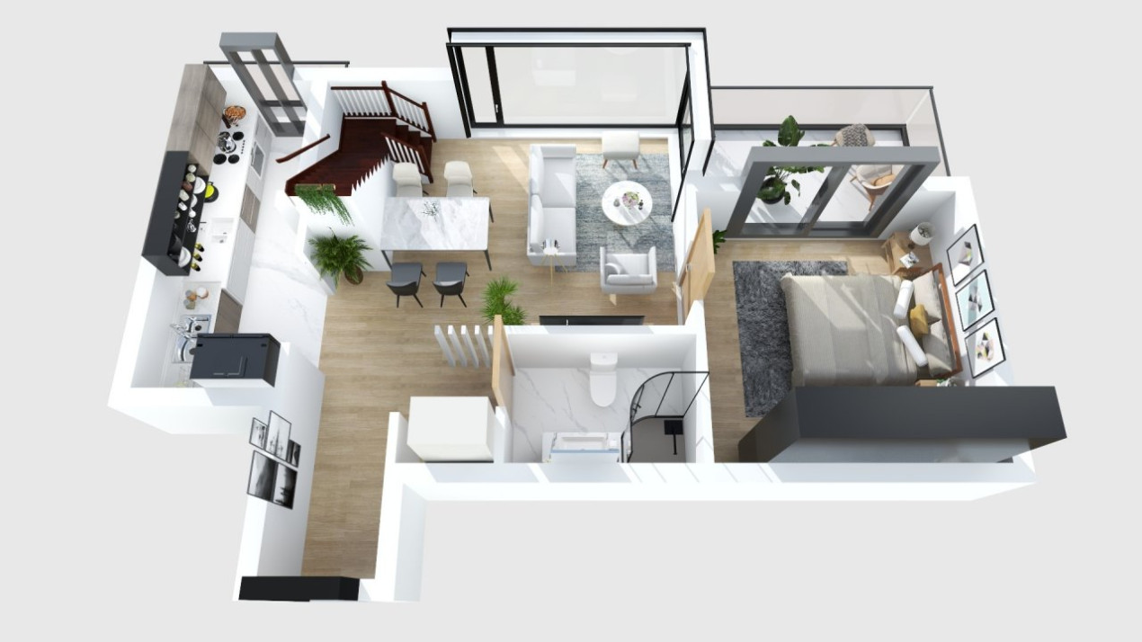 Dacia-Mosilor duplex cu vedere Sud