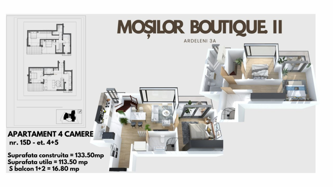 Dacia-Mosilor duplex cu vedere Sud