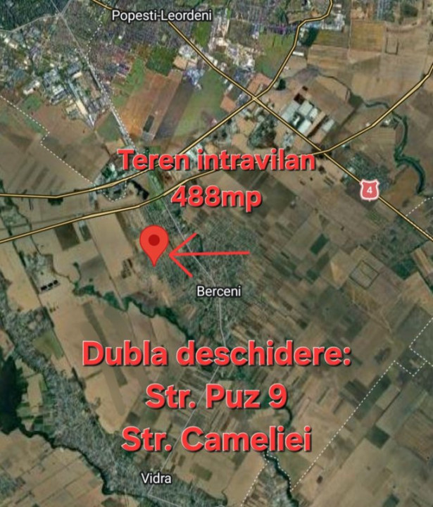 Teren intravilan | Dubla deschidere | Berceni Vidra 