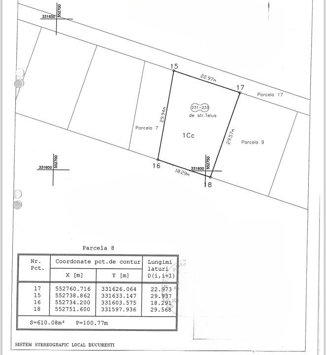 Teren intravilan, 610 mp, front 23 m, utilitati | Str. Teius - Rahova
