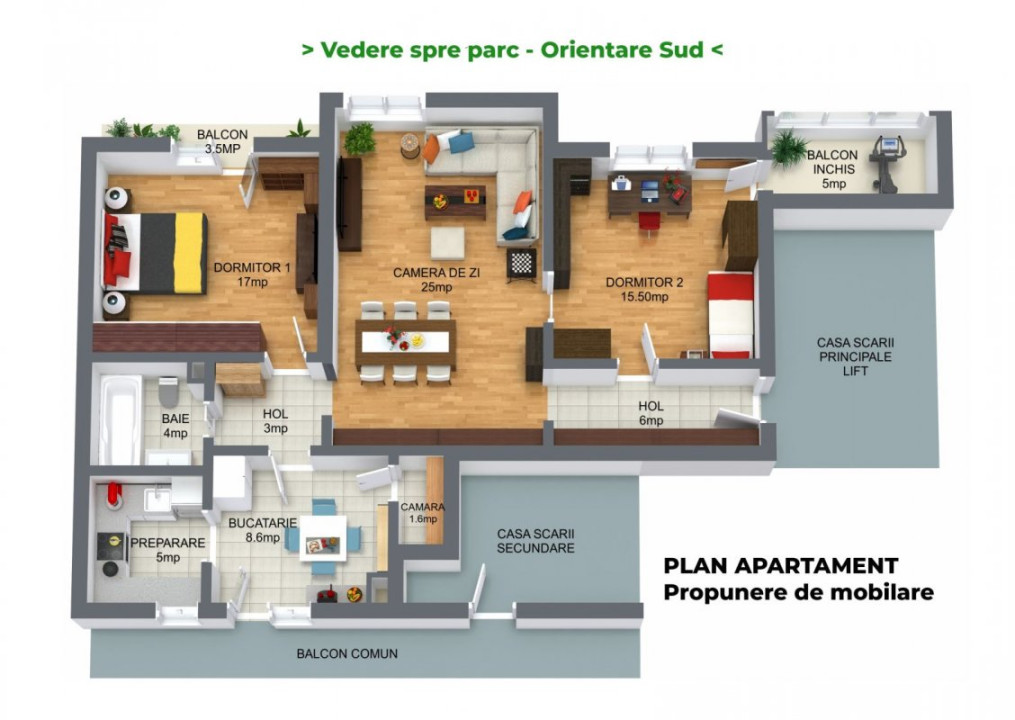 Apartamentul insorit, cu vedere la parc! 3cam-91mp, pe Serban Voda!