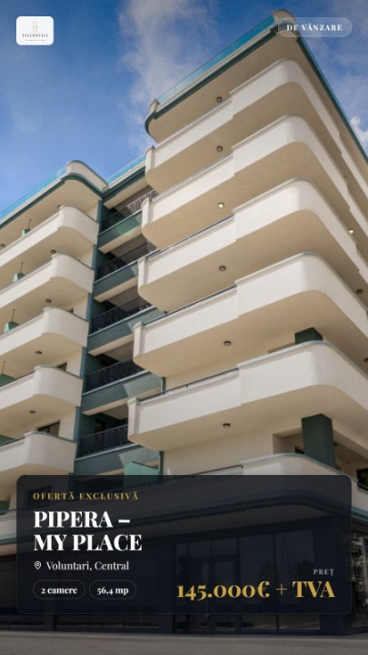 PIPERA – MY PLACE NORTH, 2 CAMERE 67 MP TOTAL, ETAJ 1