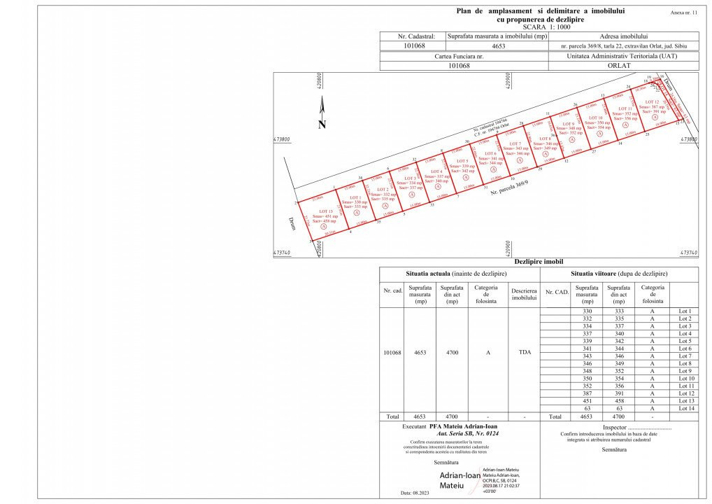  Parcele teren cu PUZ aprobat suprafete intre 662-739 mp ,in Orlat!