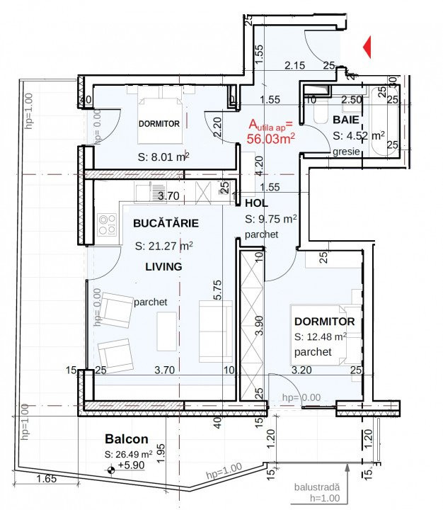 Apartament FINISAT cu CF, zona Sopor, Gheorgheni, terasa de 26 mp